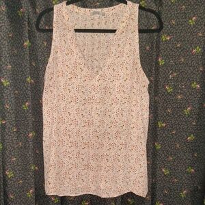 Dalia Floral Tank Top - Cream and Pink